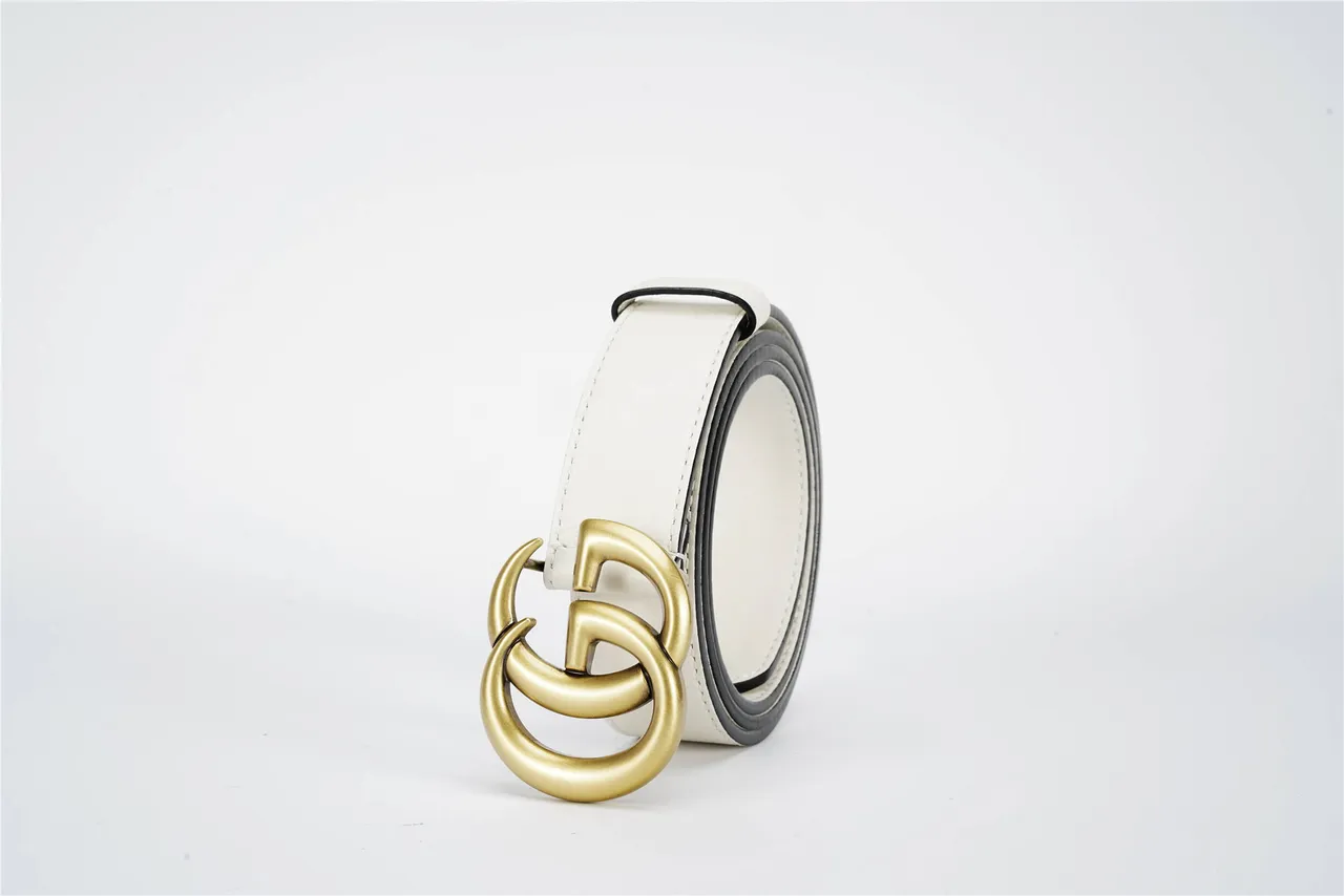 Gucci GG Marmont White Gold Interlocking G Buckle Smooth Leather Belt 7