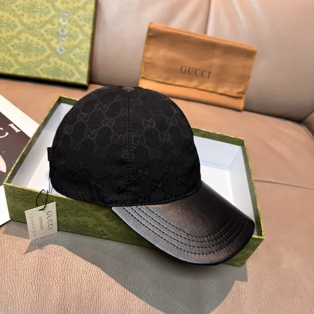 Casquette de baseball Gucci GG Monogram noire avec monogramme Jacquard au sommet, bord lisse en cuir synthétique 8