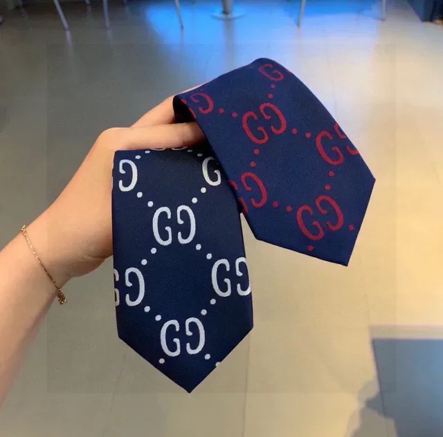 Gucci GG Monogram Navy and Red Necktie 3