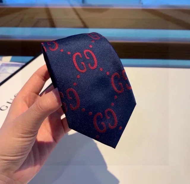 Gucci GG Monogram Navy and Red Necktie 5