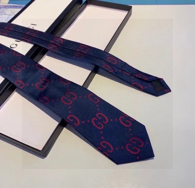 Gucci GG Monogram Navy and Red Necktie 7