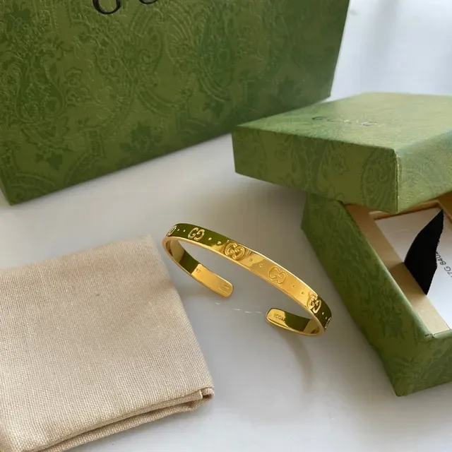 Gucci GG Monogram Rose Gold Open Cuff Bracelet 4