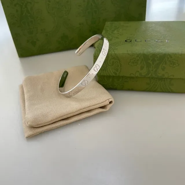 Gucci GG Monogram Rose Gold Open Cuff Bracelet 8