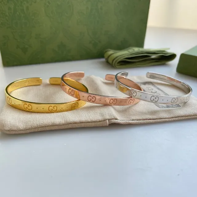 Gucci GG Monogram Rose Gold Open Cuff Bracelet 9