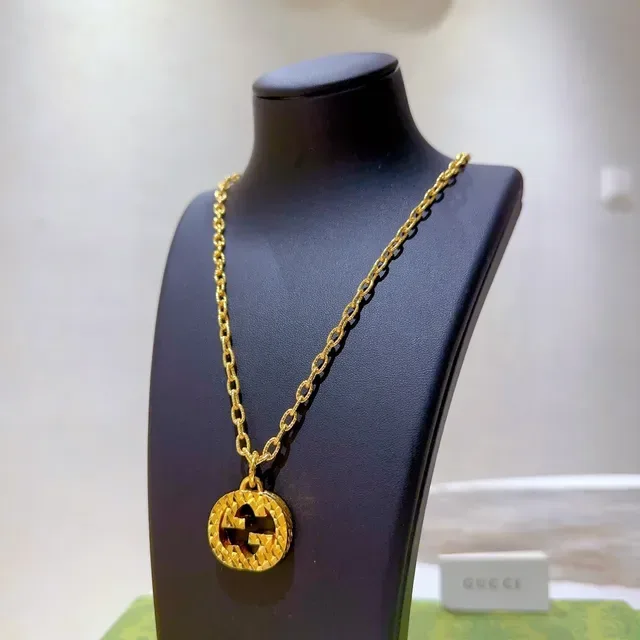 Gucci Gold Chain Interlocking G Pendant Necklace 8