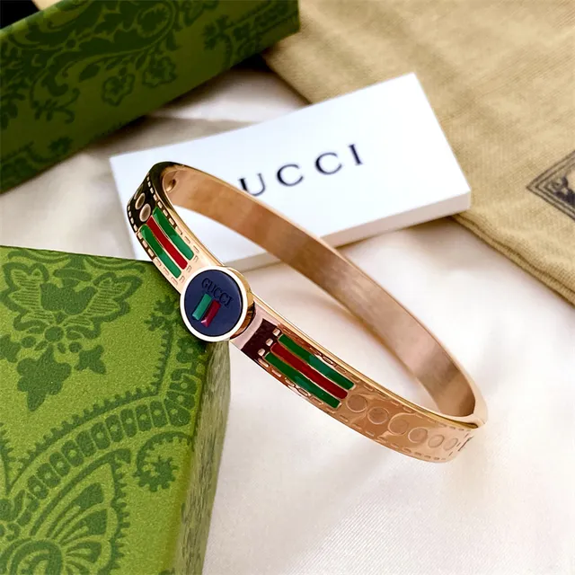Gucci Gold Multicolor Enamel-Striped Medallion-Accented Bracelet 3