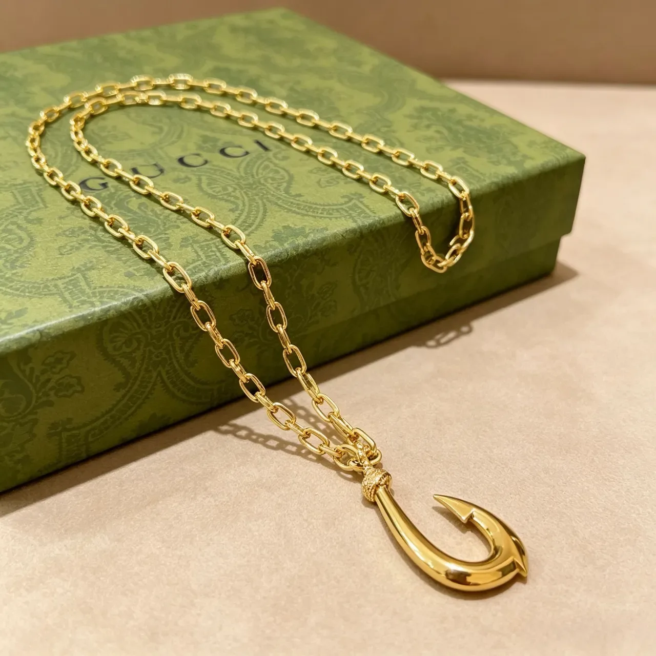Gucci Hook Pendant Gold-Tone Chain Necklace 2