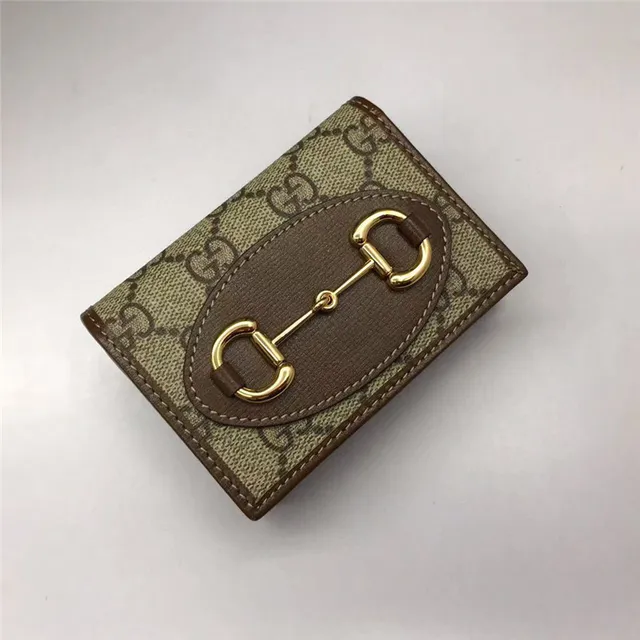 Gucci Horsebit 1955 Portefeuille Court Beige et Brun 4