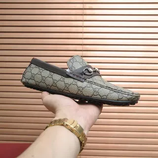Gucci Horsebit 1955 बेज ब्राउन मोनोग्राम कैनवास बकल लोअफर