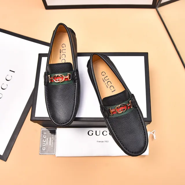 Gucci Horsebit 1955 أسود جلد بحبيبات Web Stripe موسكاسين 2