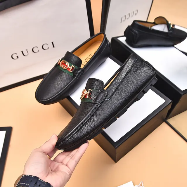 Gucci Horsebit 1955 أسود جلد بحبيبات Web Stripe موسكاسين 4