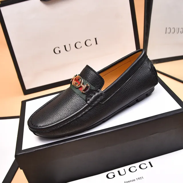 Gucci Horsebit 1955 أسود جلد بحبيبات Web Stripe موسكاسين 6