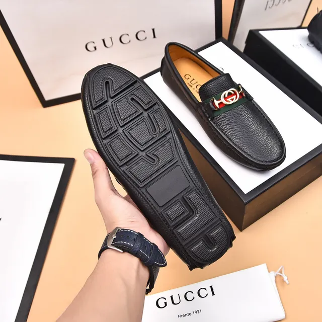 Gucci Horsebit 1955 أسود جلد بحبيبات Web Stripe موسكاسين 7