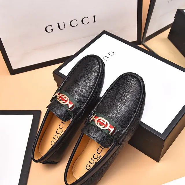 Gucci Horsebit 1955 أسود جلد بحبيبات Web Stripe موسكاسين 8
