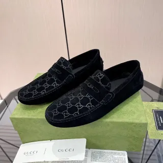 Gucci Horsebit 1955 काले सूड GG मॉनोग्राम लोफर्स
