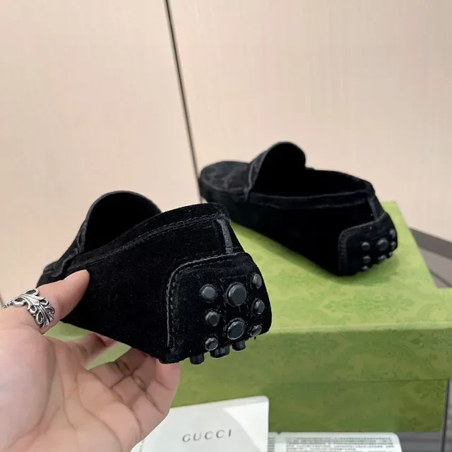 Gucci Horsebit 1955 Black Suede GG Monogram Loafers 3