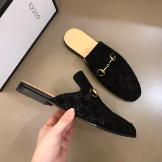 Gucci Horsebit 1955 Black Velvet GG Monogram Loafers