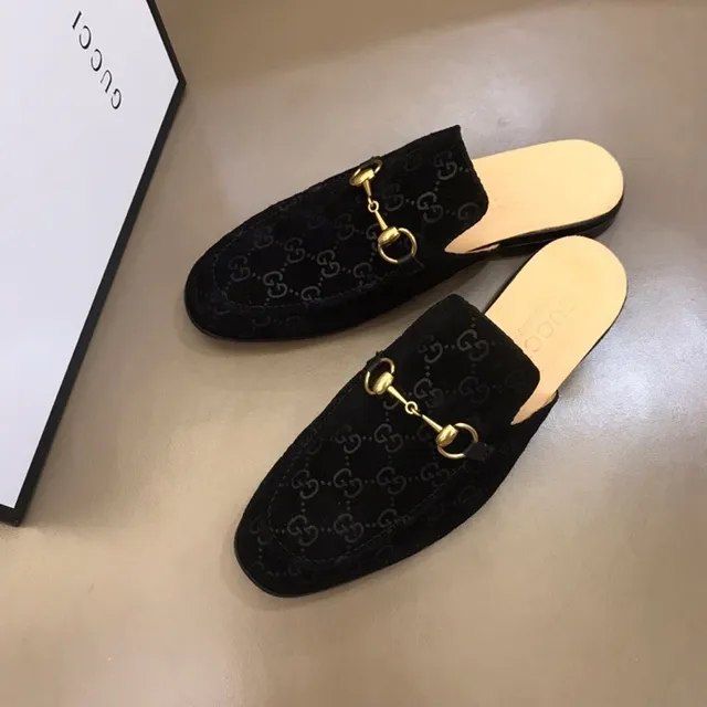 Gucci Horsebit 1955 mocassins en velours noir GG monogramme 6