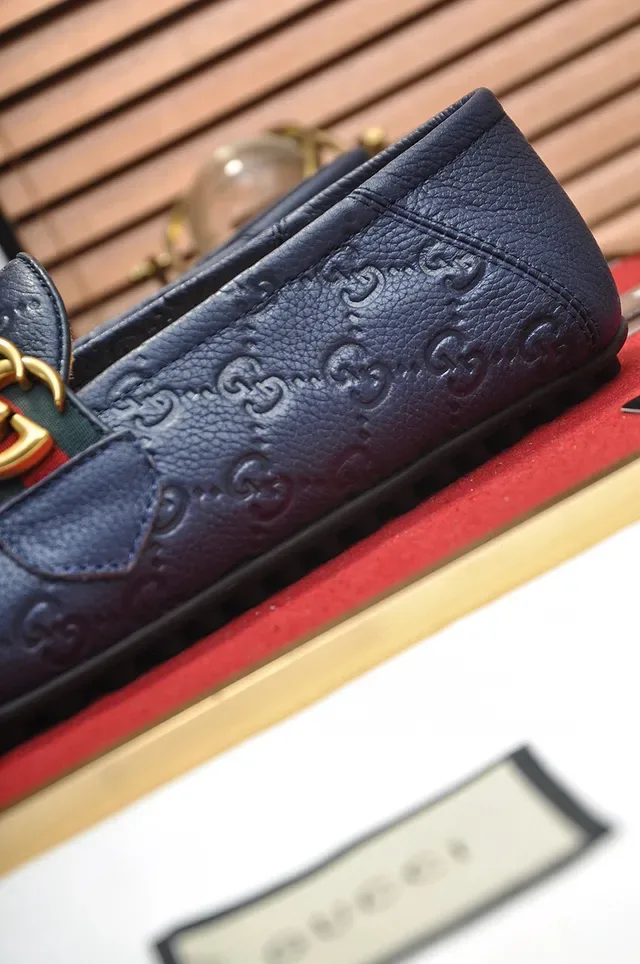 Gucci Horsebit 1955 Blue Embossed GG Loafers 2