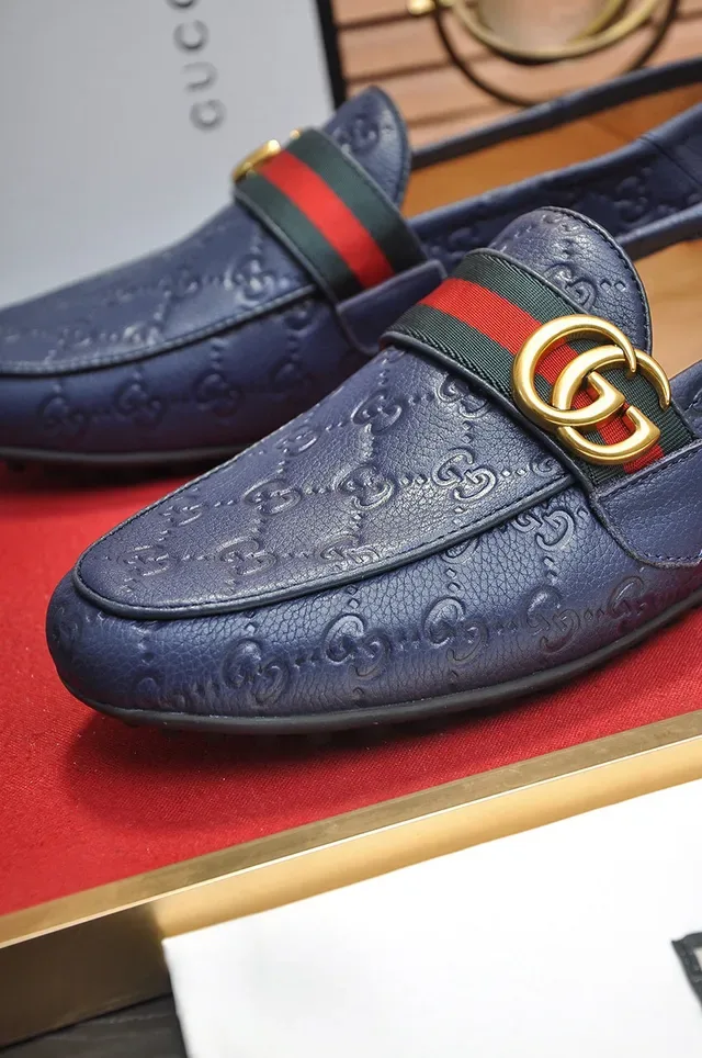 Gucci Horsebit 1955 Blue Embossed GG Loafers 3