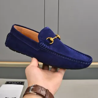 Gucci Horsebit 1955 Blue Suede Loafers