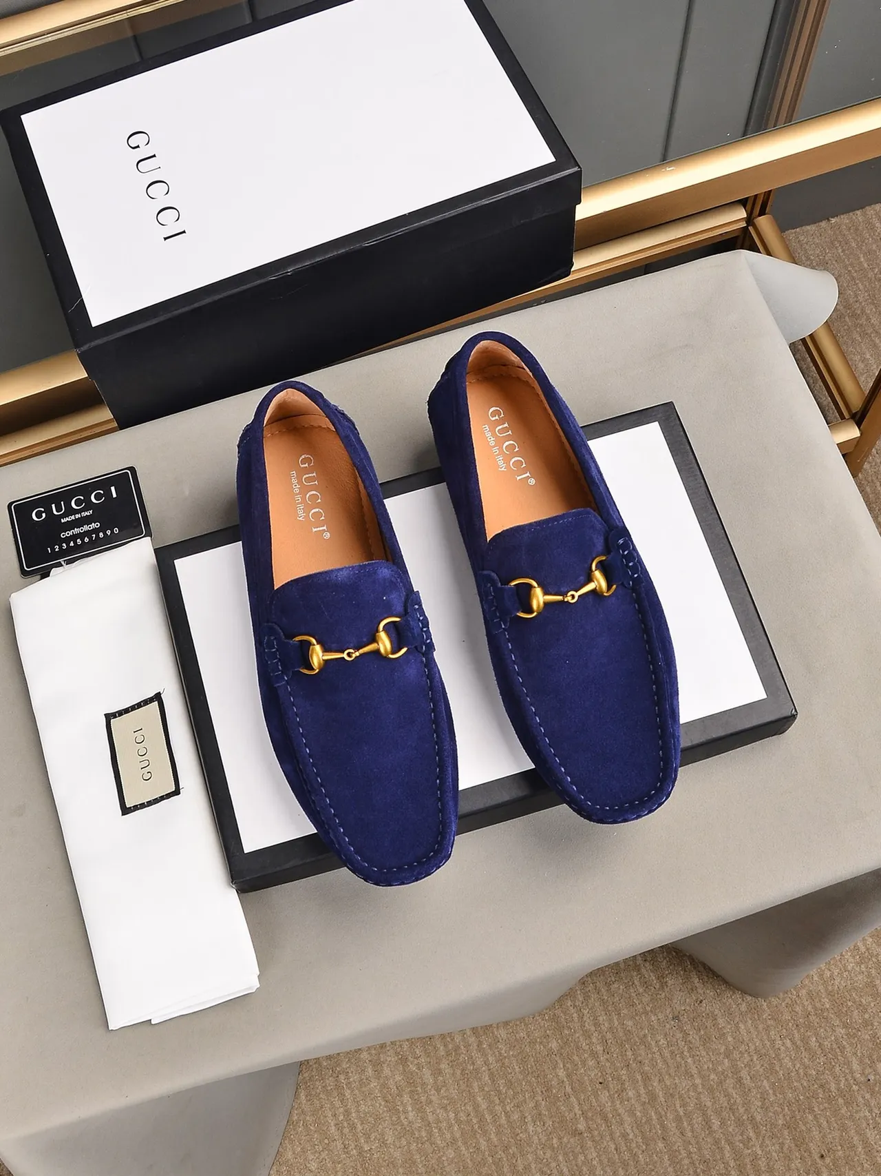 Gucci Horsebit 1955 Mocassins daim bleu 2