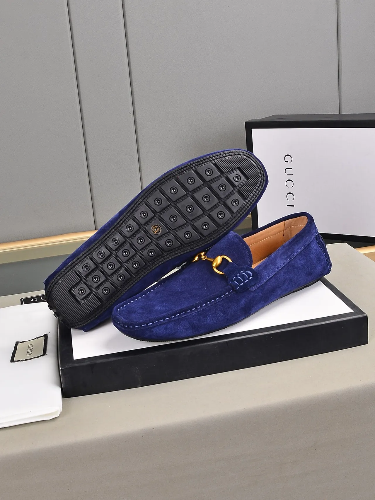 Gucci Horsebit 1955 Mocassins daim bleu 4