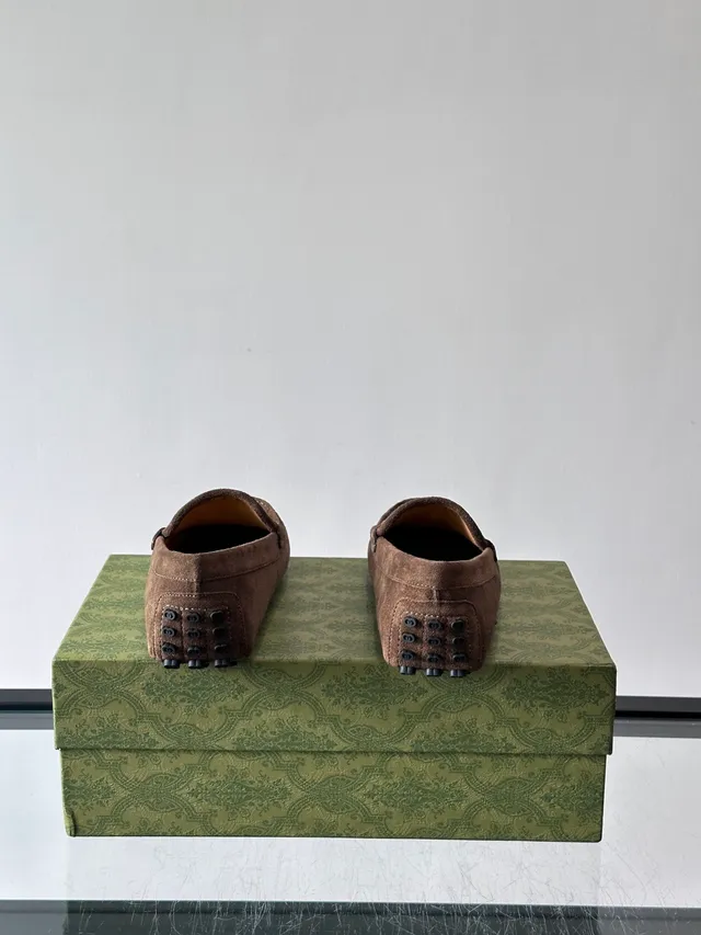 Gucci Horsebit 1955 Brown Beige Suede Monogrammed Loafer 3