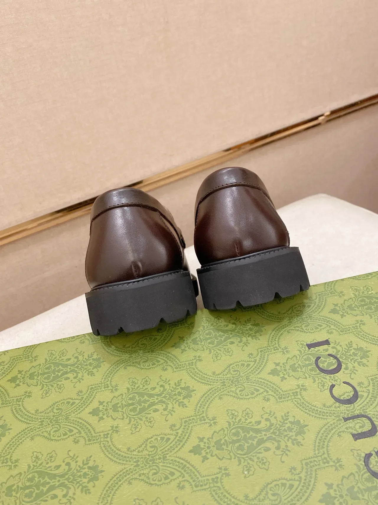 Gucci Horsebit 1955 Brown Black Polished Leather Web Stripe Accent Loafer 3