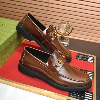 Gucci Horsebit 1955 भूरी चमड़े का Horsebit लोफर्स