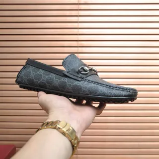 Gucci Horsebit 1955 灰色纹理帆布乐福鞋