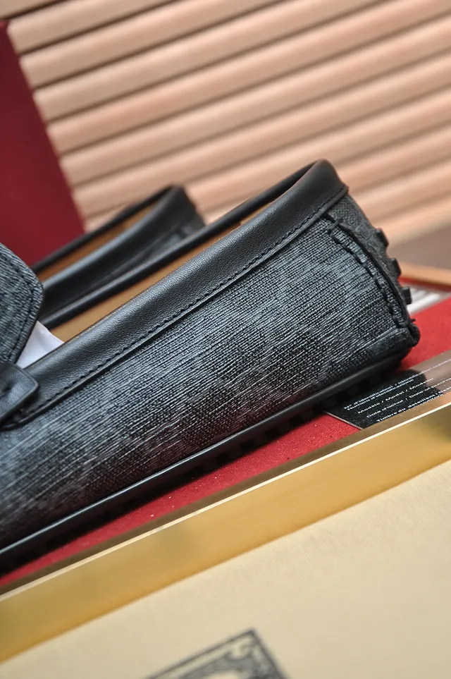 Gucci Horsebit 1955 Gray Textured Canvas Loafers 2