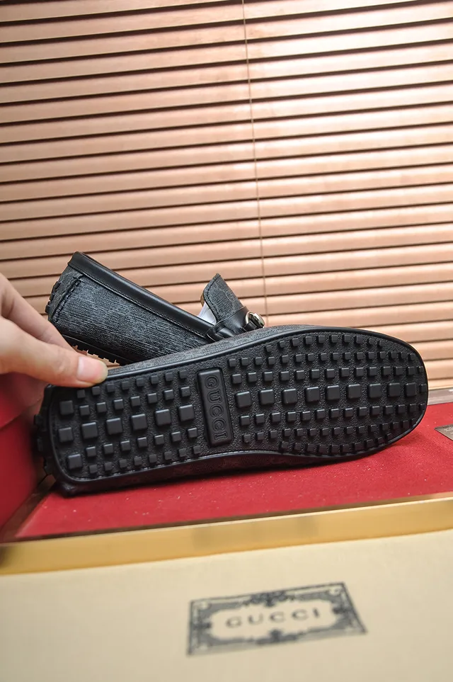 Gucci Horsebit 1955 Gray Textured Canvas Loafers 3