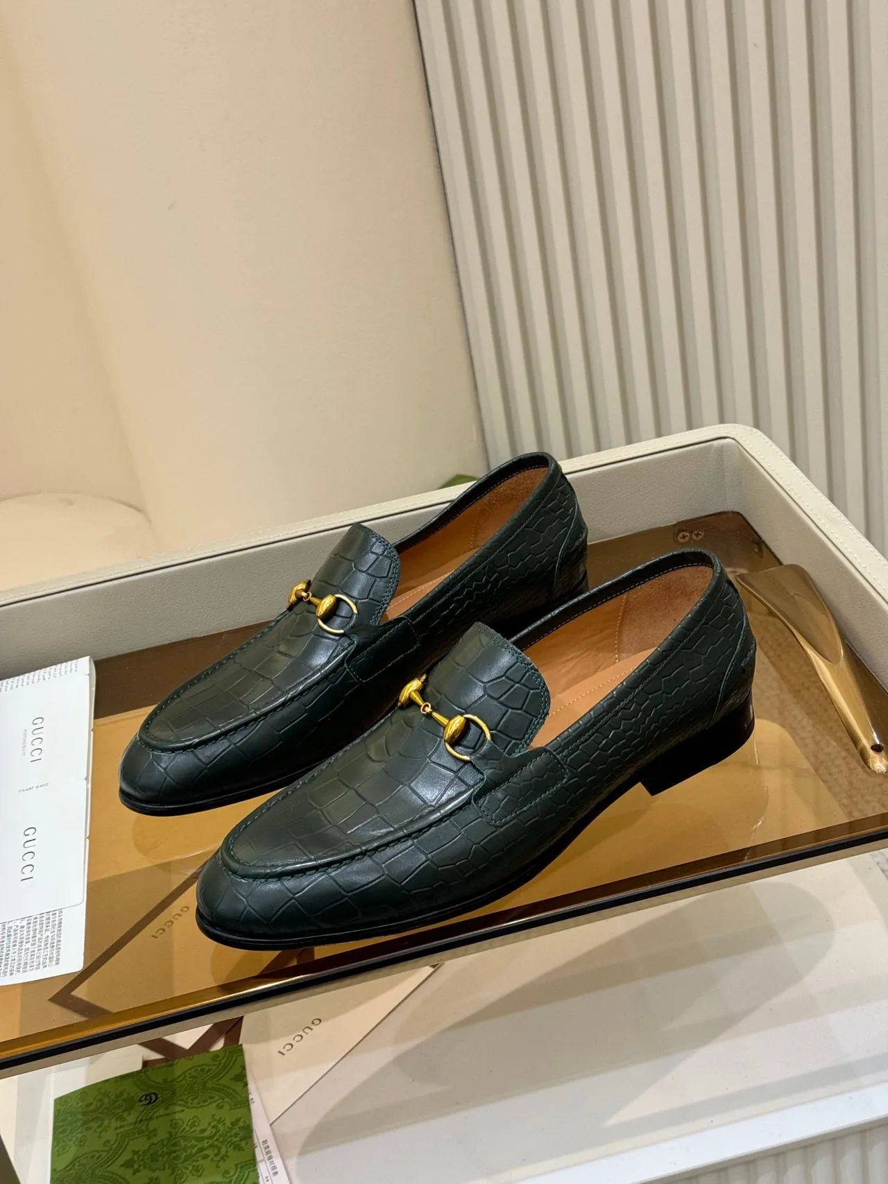 Gucci Horsebit 1955 Green Crocodile-Embossed Leather Loafer 4