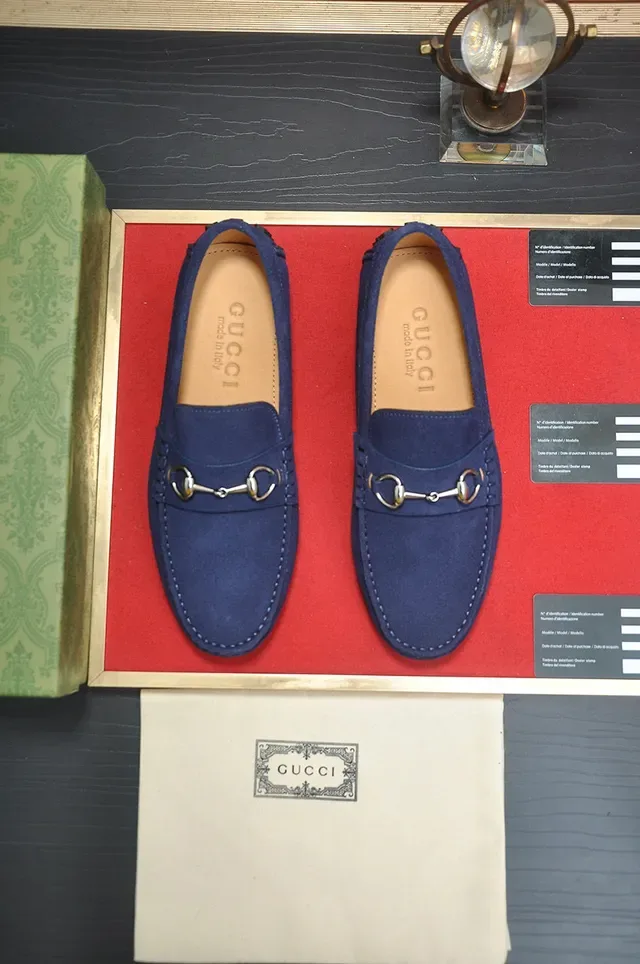 Gucci Horsebit 1955 Daim Bleu Marine Homme Mocassins 3