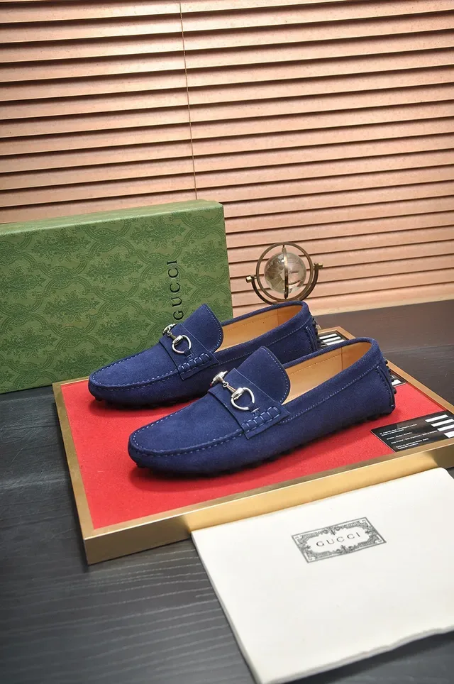 Gucci Horsebit 1955 Daim Bleu Marine Homme Mocassins 4