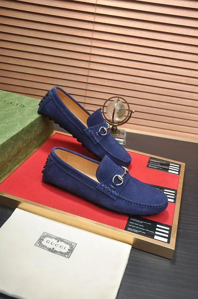 Gucci Horsebit 1955 Daim Bleu Marine Homme Mocassins 6
