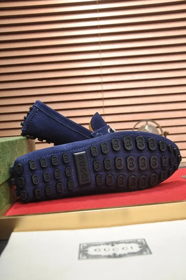 Gucci Horsebit 1955 Daim Bleu Marine Homme Mocassins 7