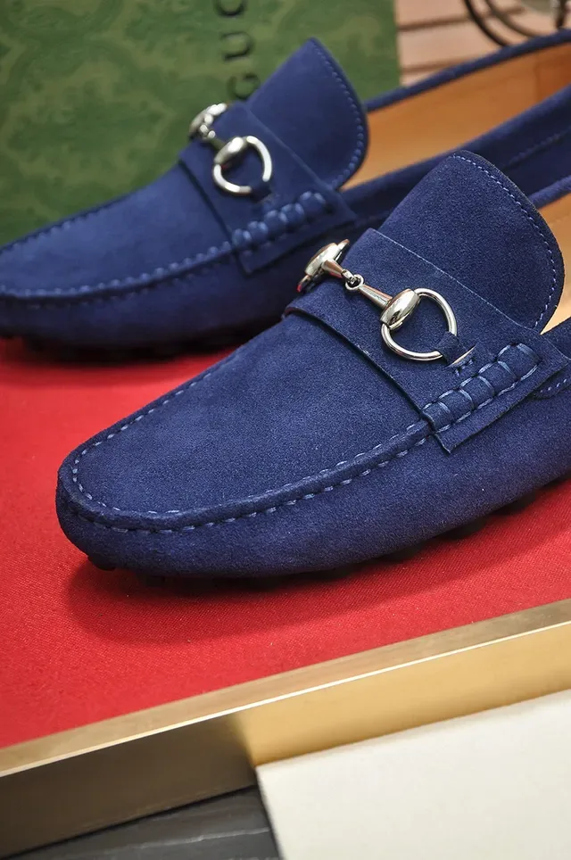 Gucci Horsebit 1955 Daim Bleu Marine Homme Mocassins 8