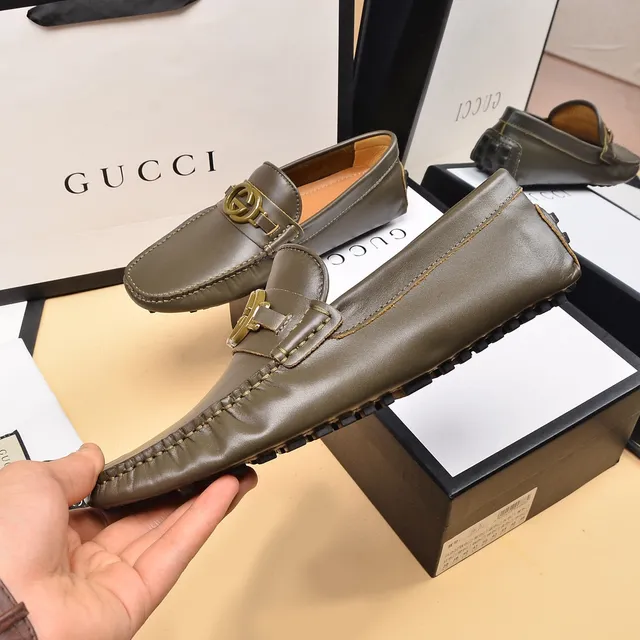 Gucci Horsebit 1955 Olive Green Leather Loafers 7