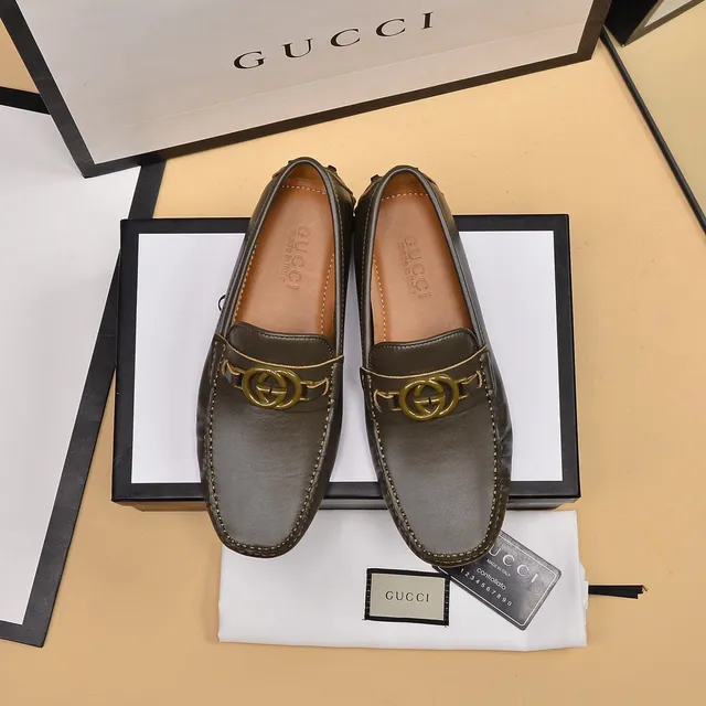 Gucci Horsebit 1955 Olive Green Leather Loafers 9