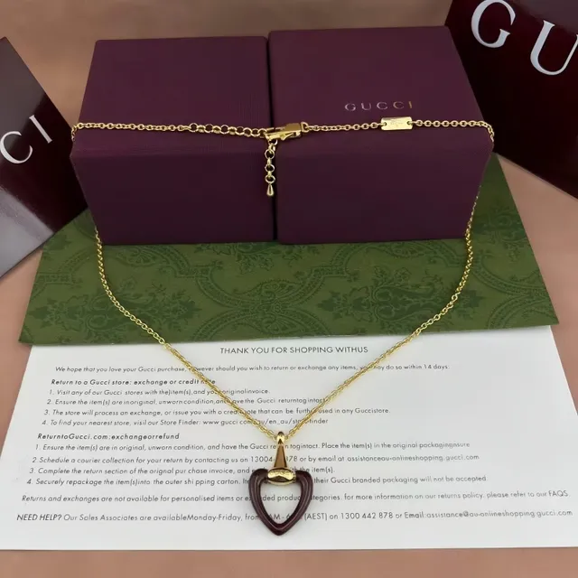 Gucci Horsebit 1955 Red Enamel Heart Necklace 3