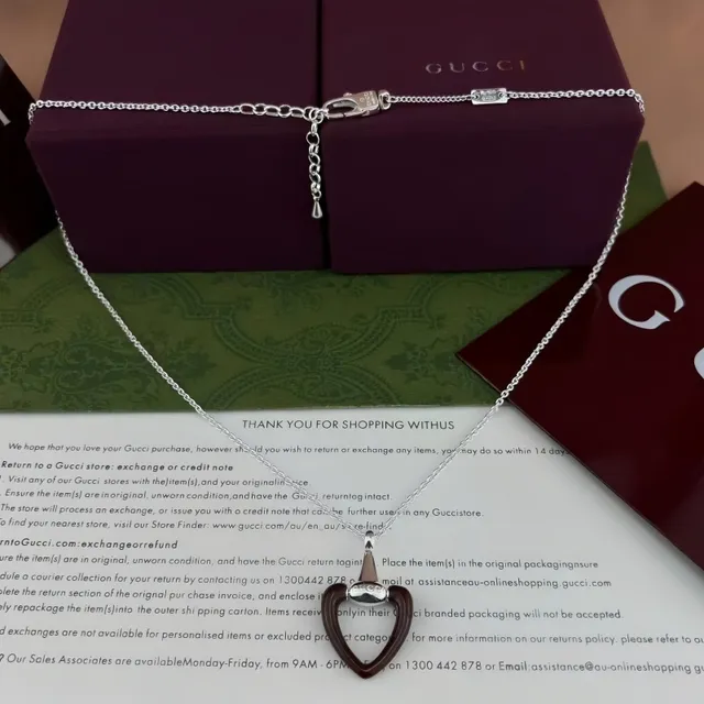 Gucci Horsebit 1955 Red Enamel Heart Necklace 4