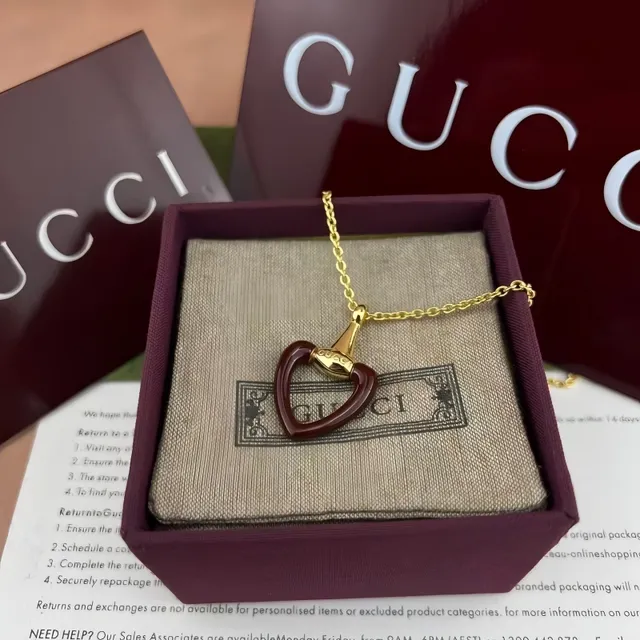 Gucci Horsebit 1955 Red Enamel Heart Necklace 5