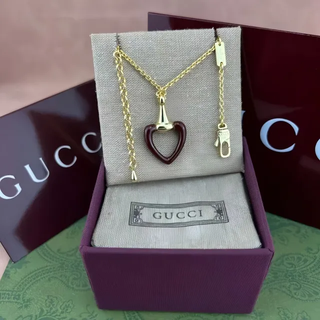 Gucci Horsebit 1955 Red Enamel Heart Necklace 7