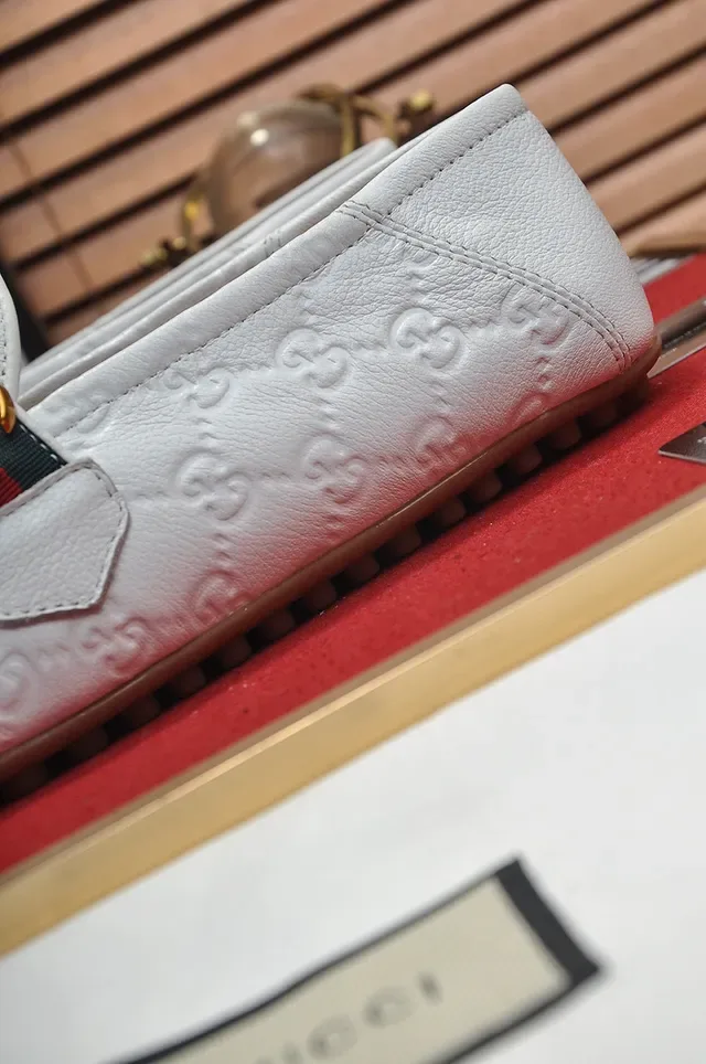 Gucci Horsebit 1955 White Leather Web Stripe Loafers 2