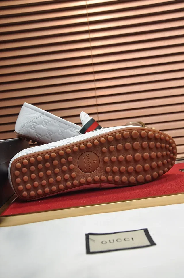 Gucci Horsebit 1955 White Leather Web Stripe Loafers 4