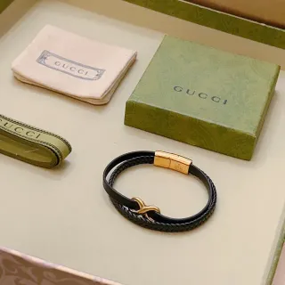 Gucci Infinity Motif Pulseira de Couro Trançada