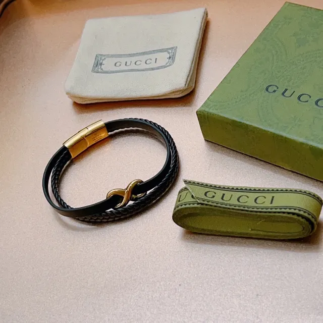 Gucci Infinity Motif Braided Leather Bracelet 3