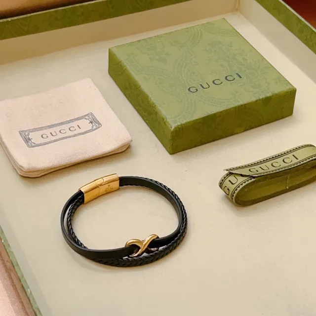 Gucci Infinity Motif Braided Leather Bracelet 4